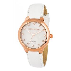 DEVOTA & LOMBA White Leather Dress Women's Watch